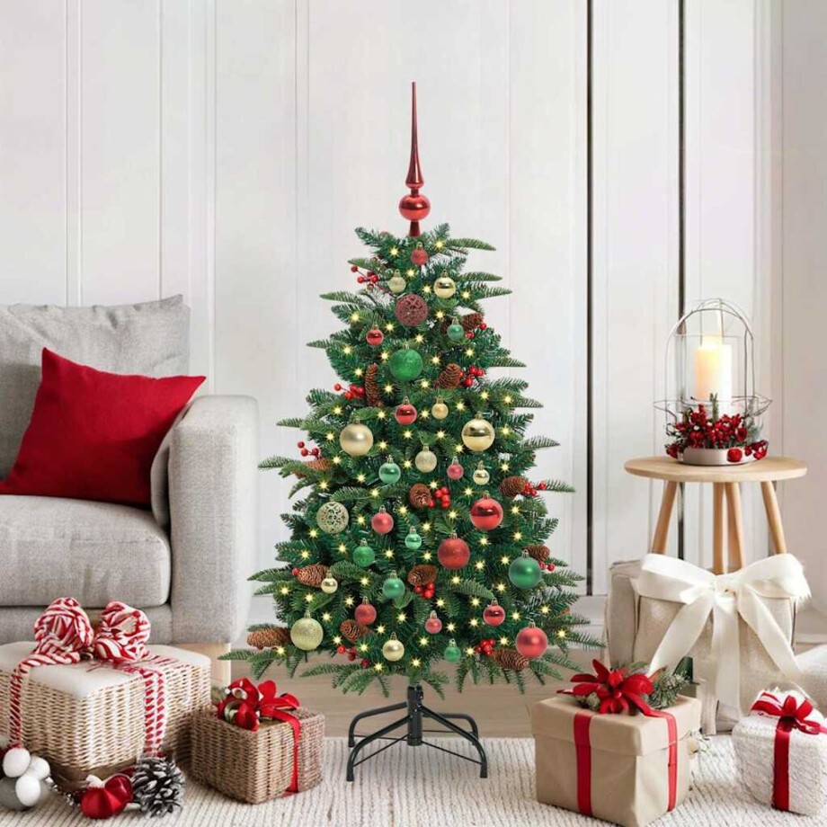 vidaXL Kunstkerstboom Groen 120 cm PVC en Metaal en Plastic afbeelding 1