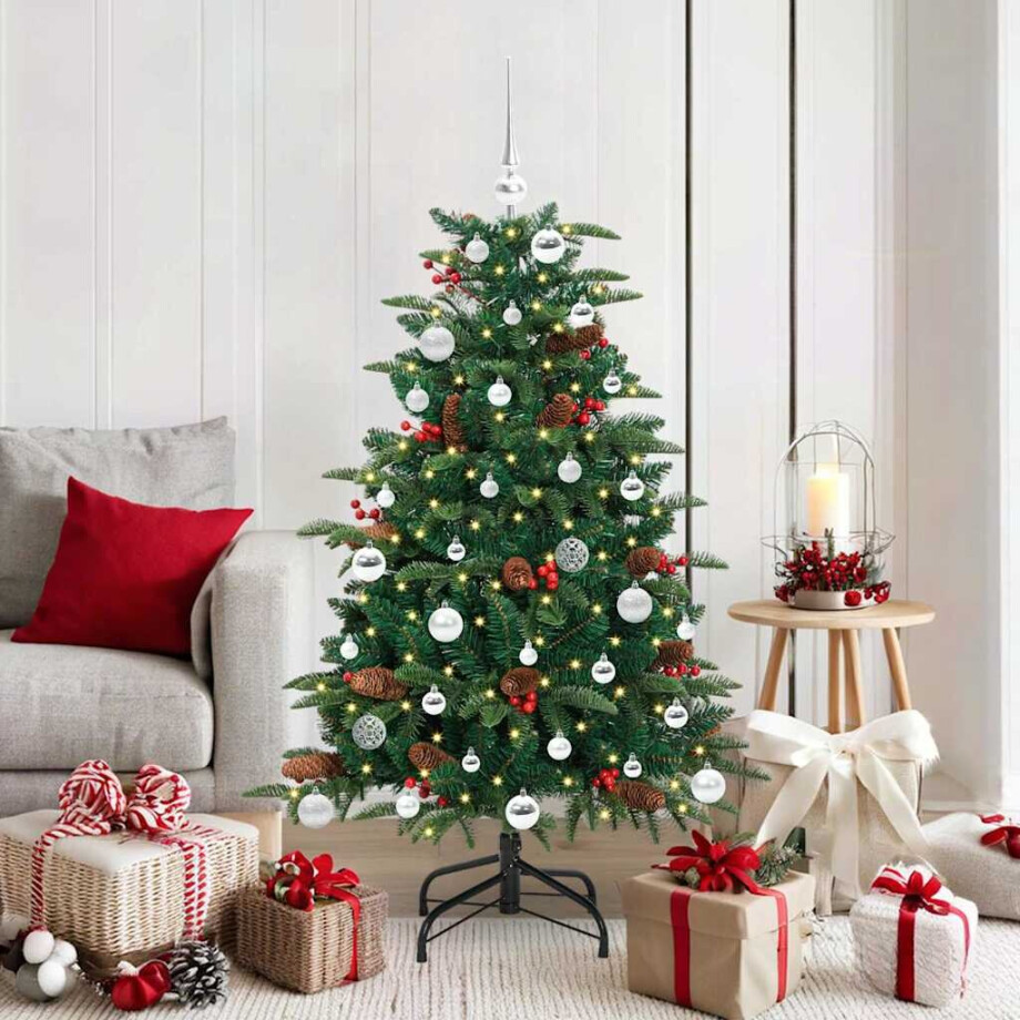 vidaXL Kunstkerstboom Groen 150 cm PVC en Metaal en Plastic afbeelding 1