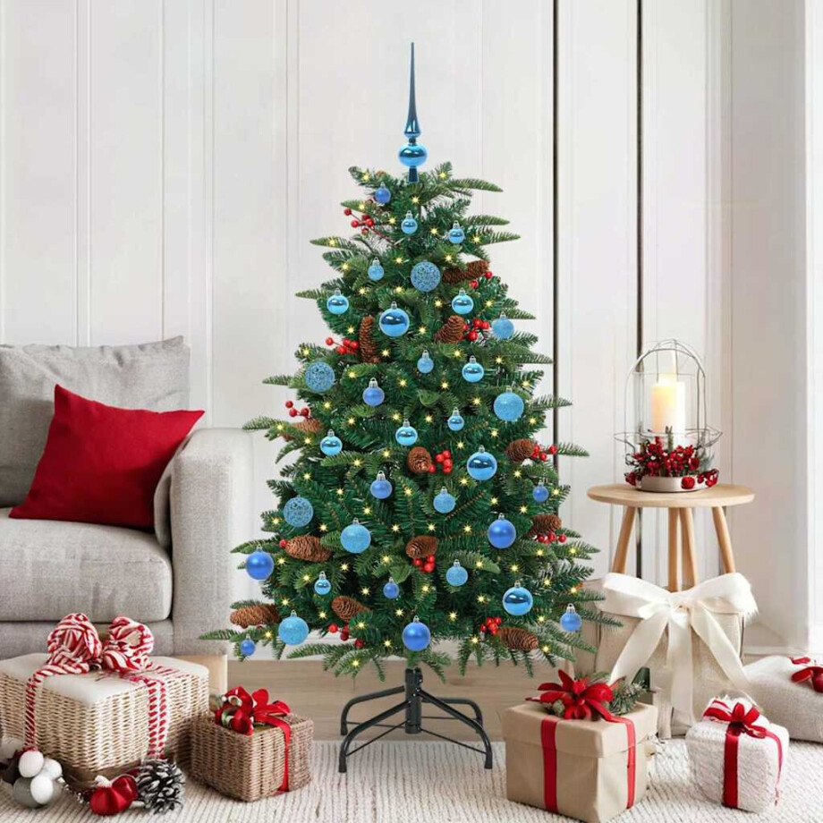 vidaXL Kunstkerstboom Groen 150 cm PVC en Metaal en Plastic afbeelding 1