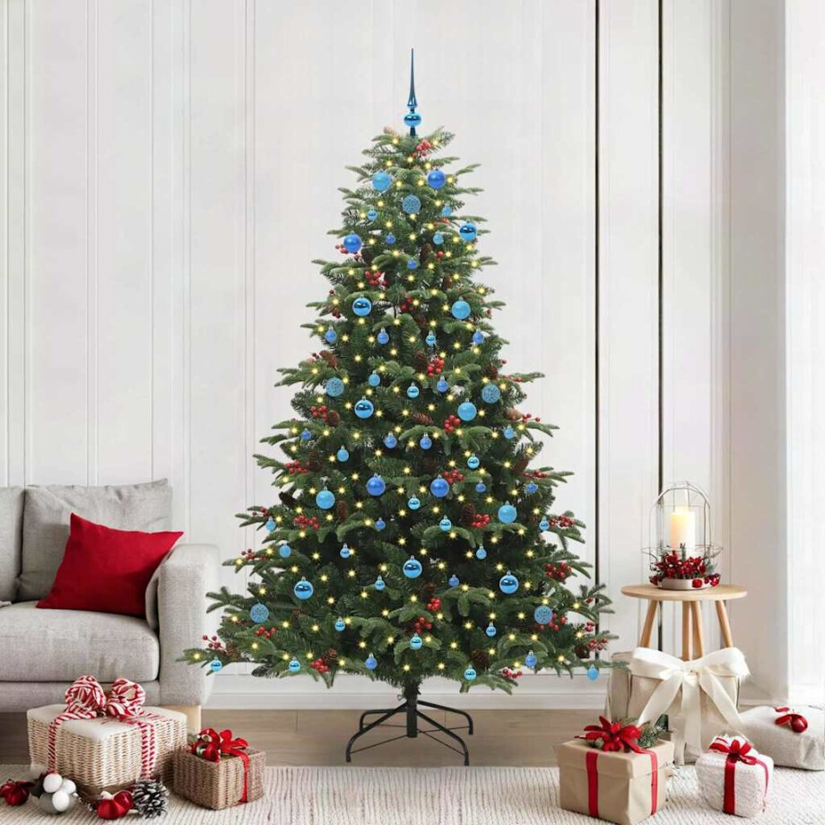 vidaXL Kunstkerstboom Groen 210 cm PVC en Metaal en Plastic afbeelding 1