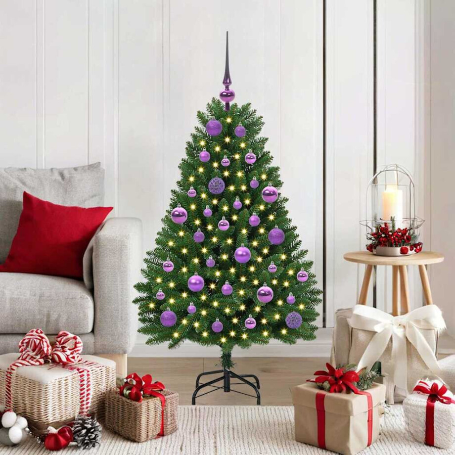 vidaXL Kunstkerstboom met 150 LED Groen 120 cm PVC en Metaal vidaXL Kunstkerstboom met 150 LED Groen 120 cm PVC en Metaal afbeelding 1