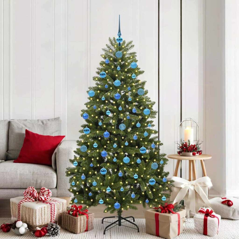 vidaXL Kunstkerstboom met LED -striplichten Groen 180 cm PVC en Metaal afbeelding 1