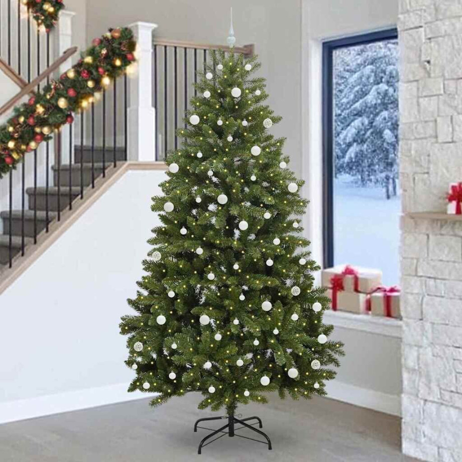 vidaXL Kunstkerstboom met 300 LED Groen 270 cm PVC en Metaal afbeelding 1