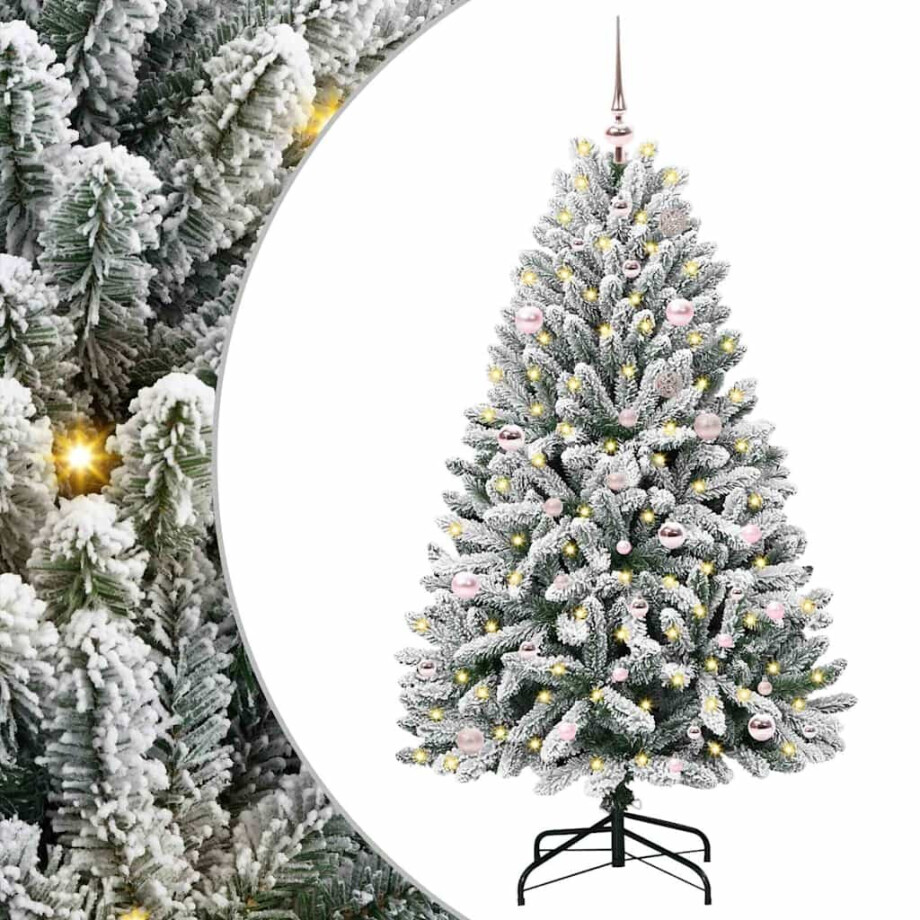 vidaXL Kunstkerstboom met 150 LED Groen en Wit 150 cm PVC en Metaal vidaXL Kunstkerstboom met 150 LED Groen en Wit 150 cm PVC en Metaal afbeelding 1