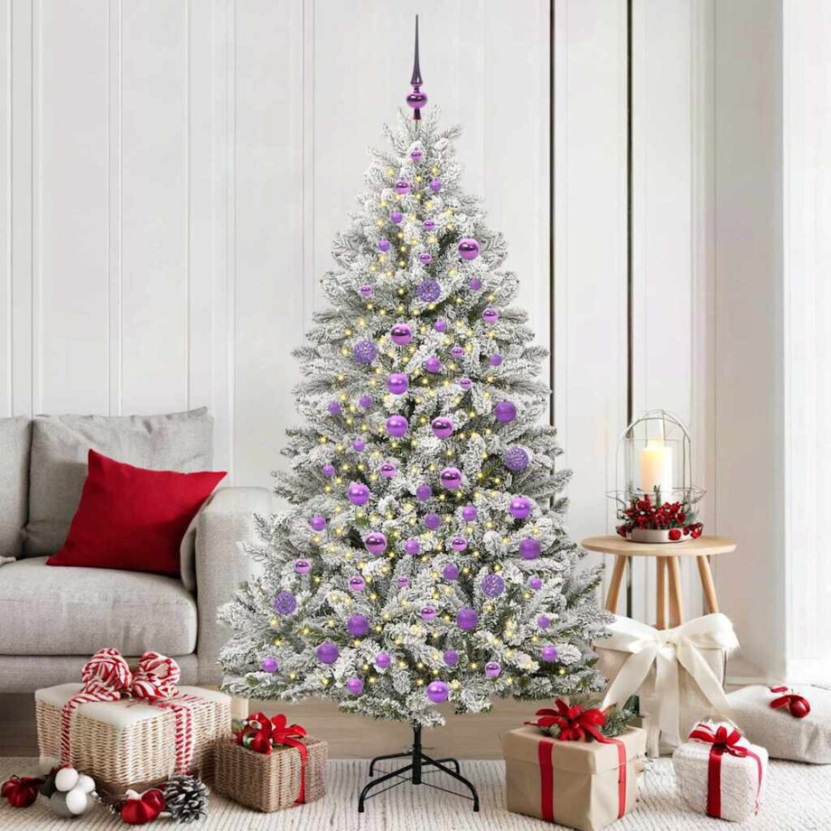 vidaXL Kunstkerstboom Groen en Wit 180 cm PVC en Metaal afbeelding 1