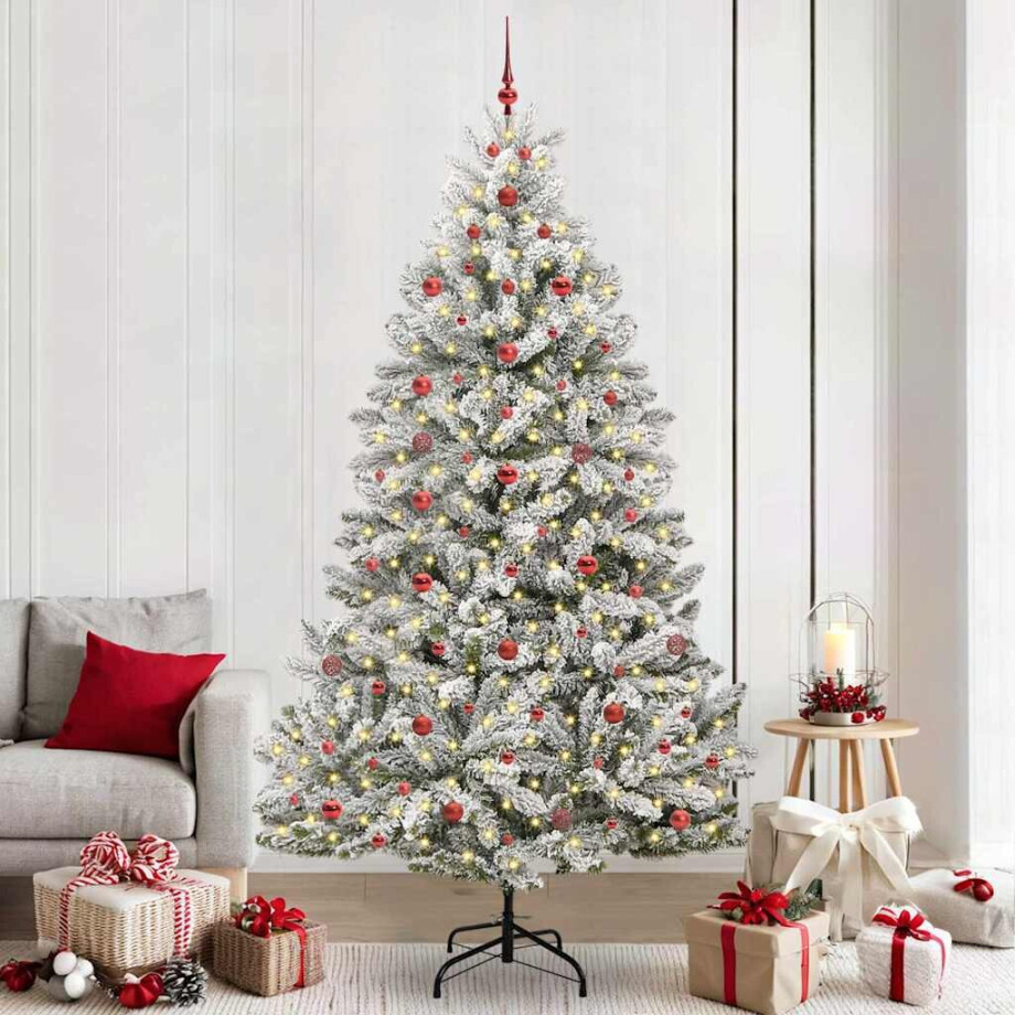 vidaXL Kunstkerstboom Groen en Wit 240 cm PVC en Metaal afbeelding 1