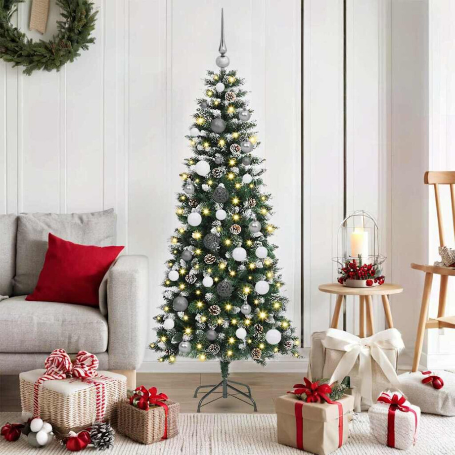 vidaXL Kunstkerstboom met 150 LED Groen 150 cm PVC en Plastic en Staal afbeelding 1