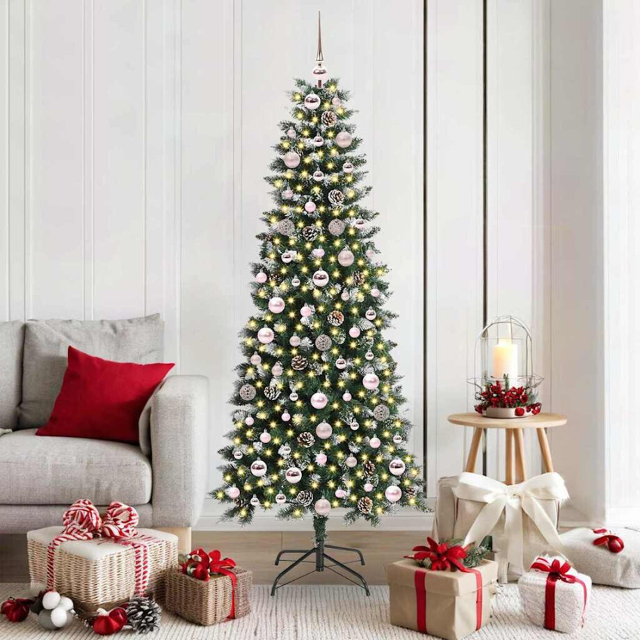 vidaXL Kunstkerstboom met 300 LED Groen 180 cm PVC en Plastic en Staal afbeelding 1