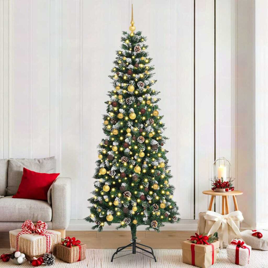 vidaXL Kunstkerstboom met 300 LED Groen 210 cm PVC en Plastic en Staal afbeelding 1