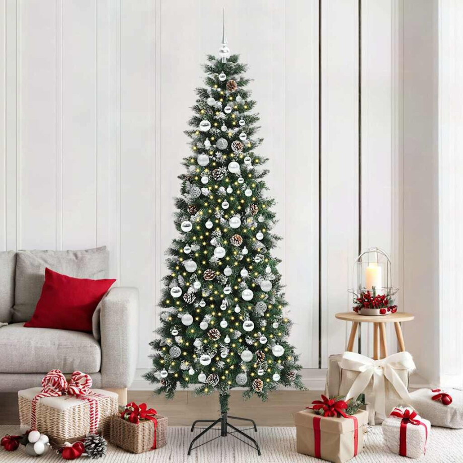 vidaXL Kunstkerstboom met 300 LED Groen 210 cm PVC en Plastic en Staal afbeelding 1