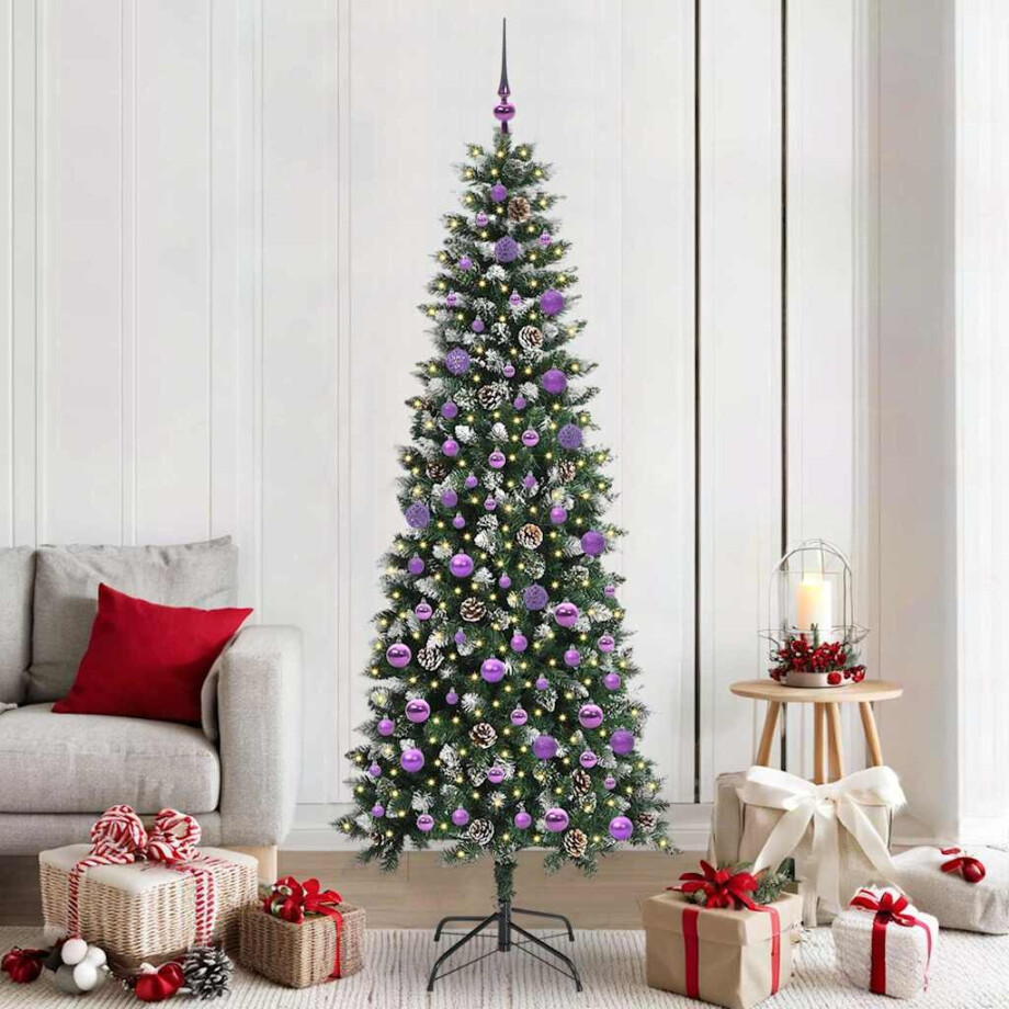 vidaXL Kunstkerstboom Groen 86 x 86 x 210 cm PVC en Plastic en Staal afbeelding 1