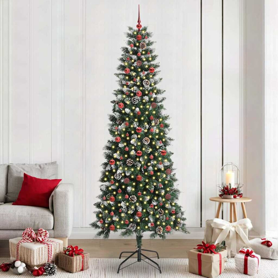 vidaXL Kunstkerstboom met 300 LED Groen 240 cm PVC en Plastic en Staal afbeelding 1