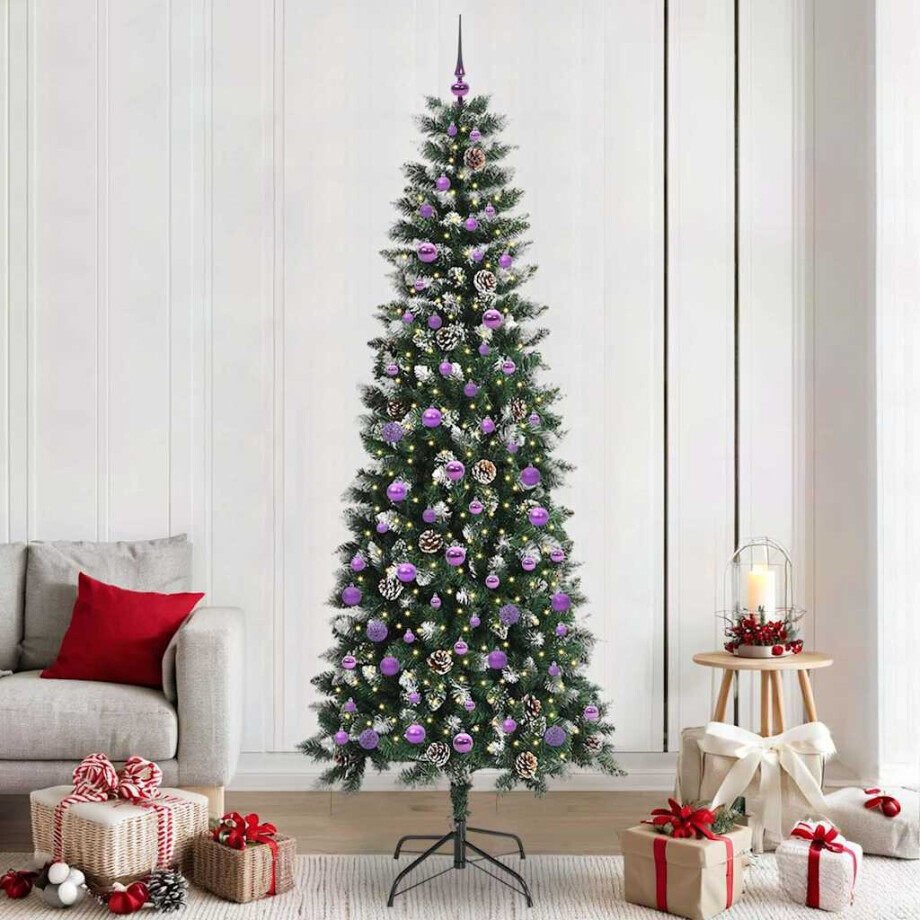 vidaXL Kunstkerstboom Groen 96 x 96 x 240 cm PVC en Plastic en Staal afbeelding 1
