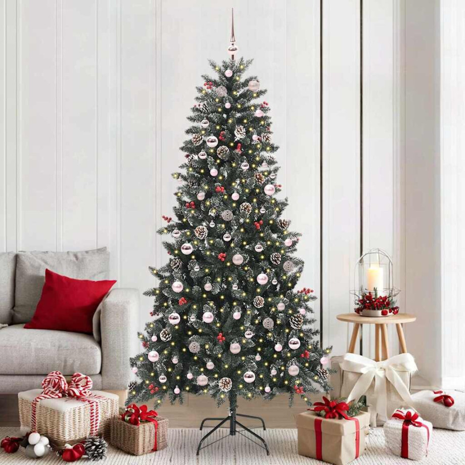 vidaXL Kunstkerstboom met 300 LED Groen 210 cm PVC en Plastic en Staal afbeelding 1