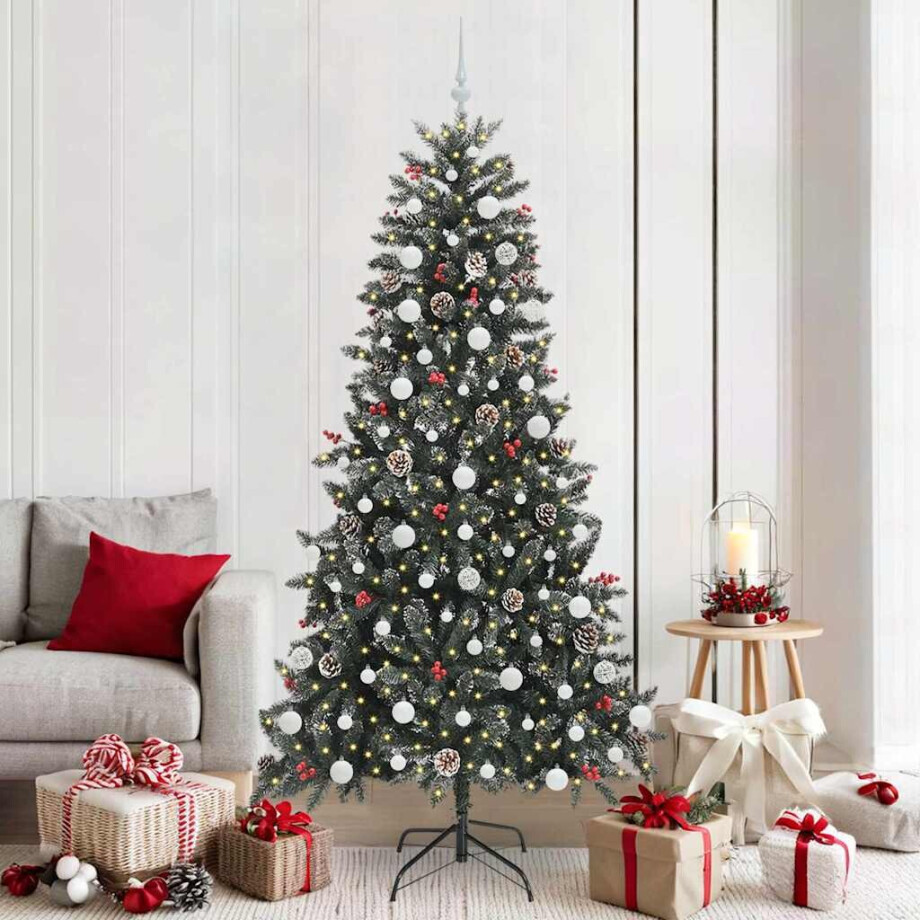 vidaXL Kunstkerstboom met 300 LED Groen 210 cm PVC en Plastic en Staal afbeelding 1