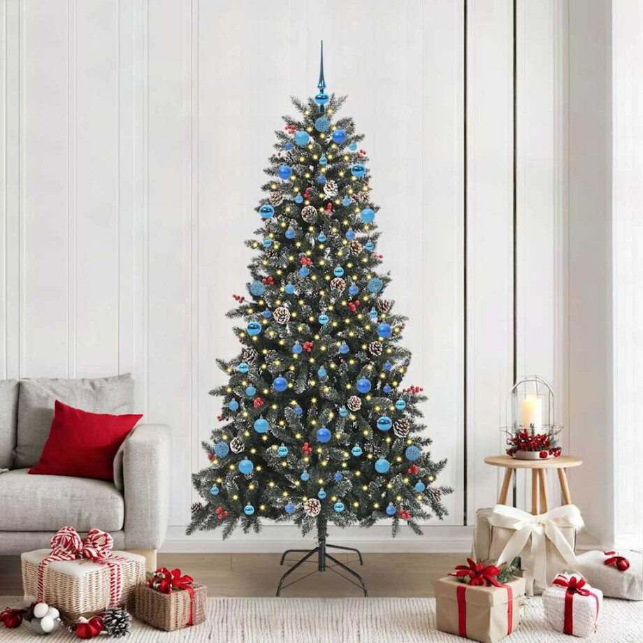 vidaXL Kunstkerstboom met 300 LED Groen 210 cm PVC en Plastic en Staal afbeelding 1