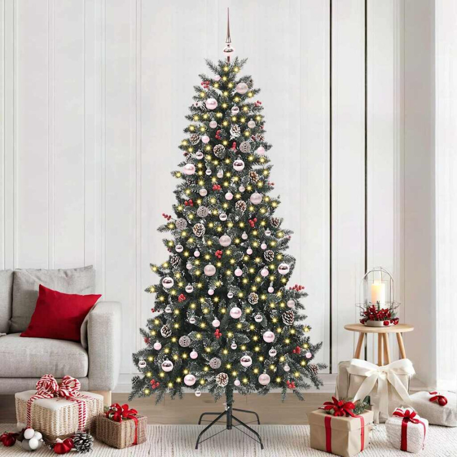 vidaXL Kunstkerstboom met 300 LED Groen 240 cm PVC en Plastic en Staal afbeelding 1