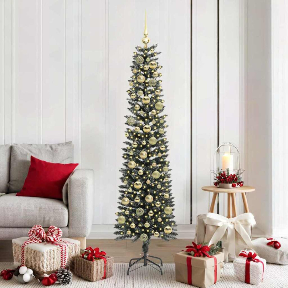 vidaXL Kunstkerstboom met 300 LED Groen 180 cm PVC en Plastic en Staal afbeelding 1