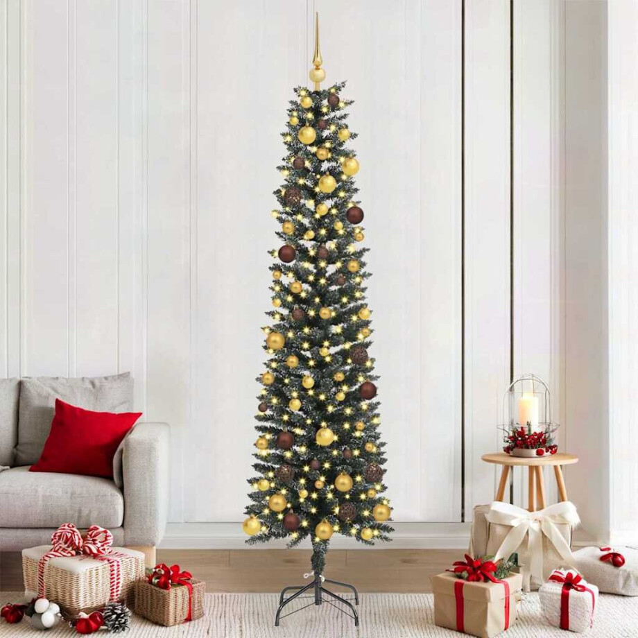 vidaXL Kunstkerstboom met 300 LED Groen 210 cm PVC en Plastic en Staal afbeelding 1