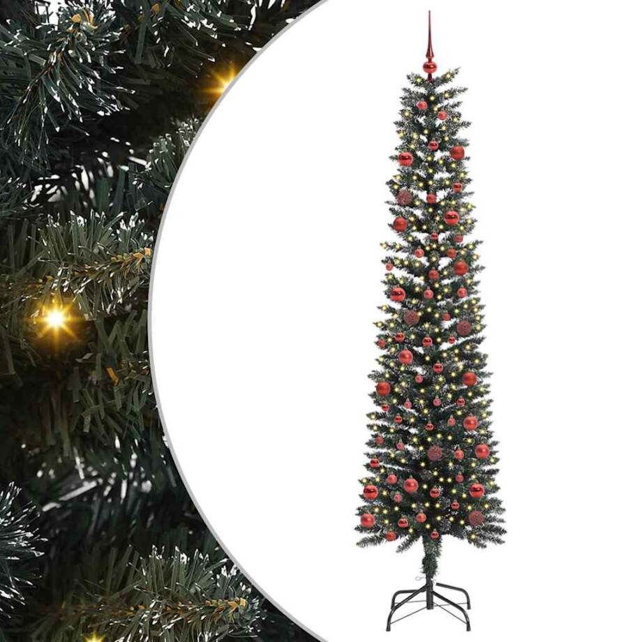 vidaXL Kunstkerstboom met 300 LED Groen 210 cm PVC en Plastic en Staal afbeelding 1
