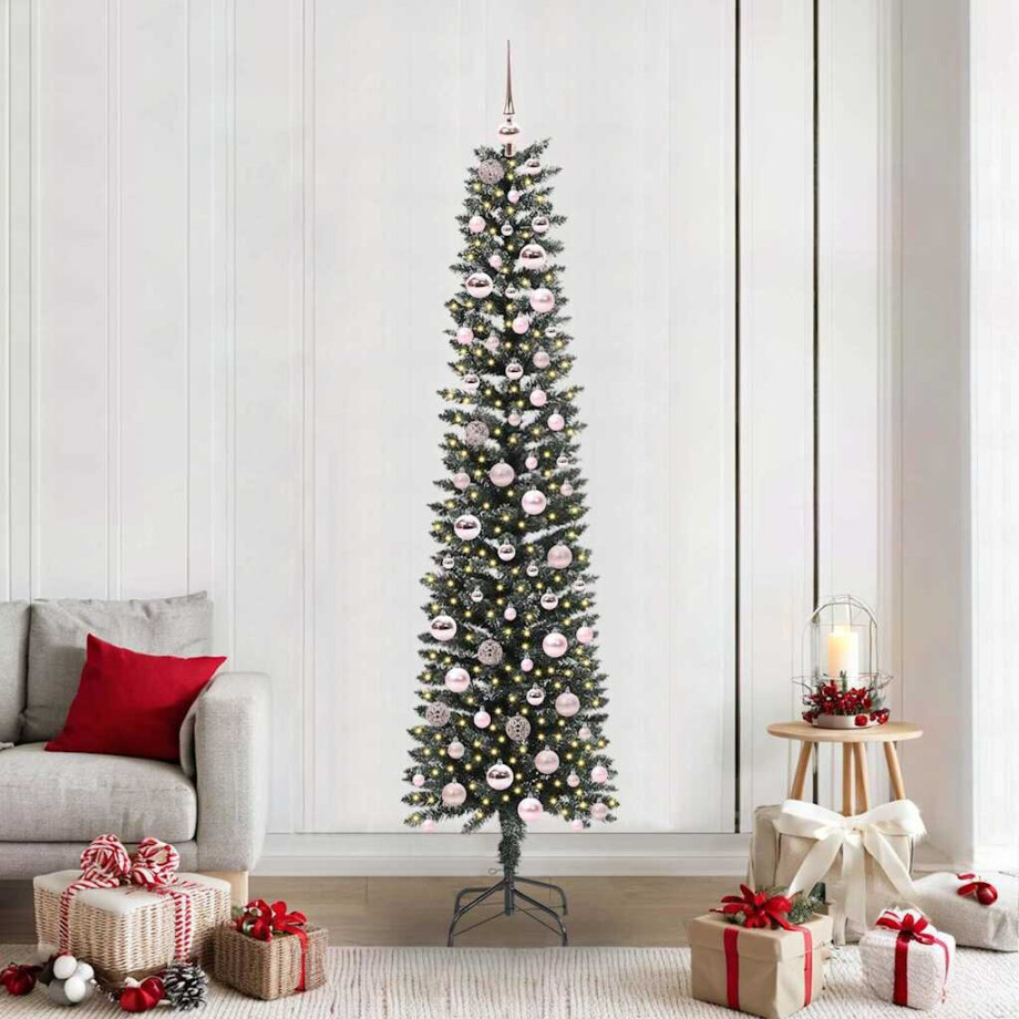 vidaXL Kunstkerstboom Groen 58 x 58 x 210 cm PVC en Plastic en Staal afbeelding 1