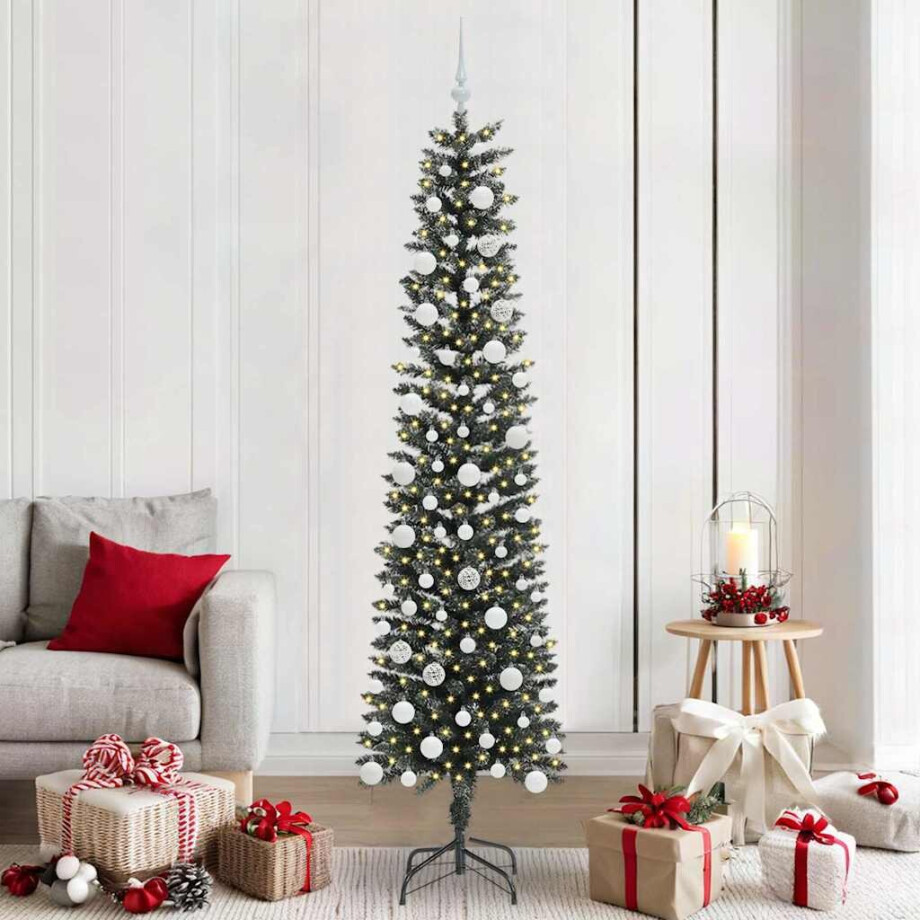 vidaXL Kunstkerstboom Groen 58 x 58 x 210 cm PVC en Plastic en Staal afbeelding 1
