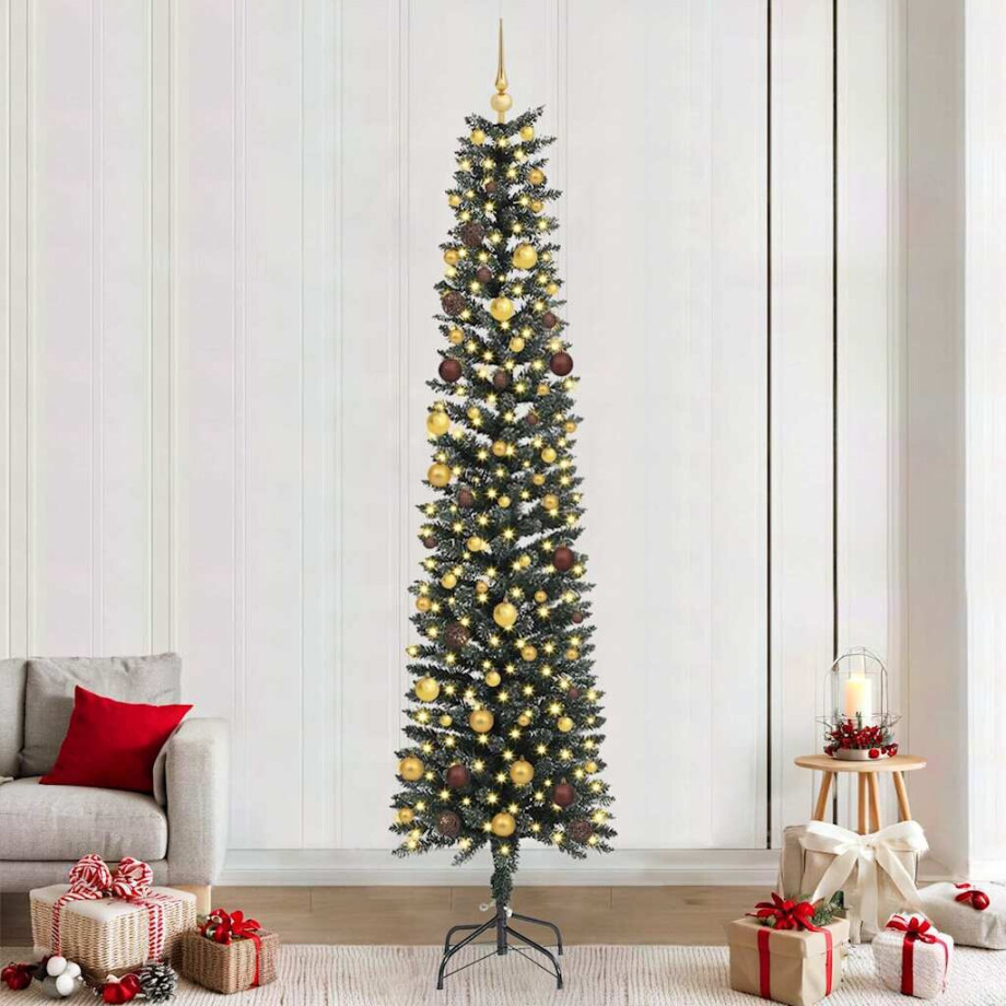 vidaXL Kunstkerstboom met 300 LED Groen 240 cm PVC en Plastic en Staal afbeelding 1