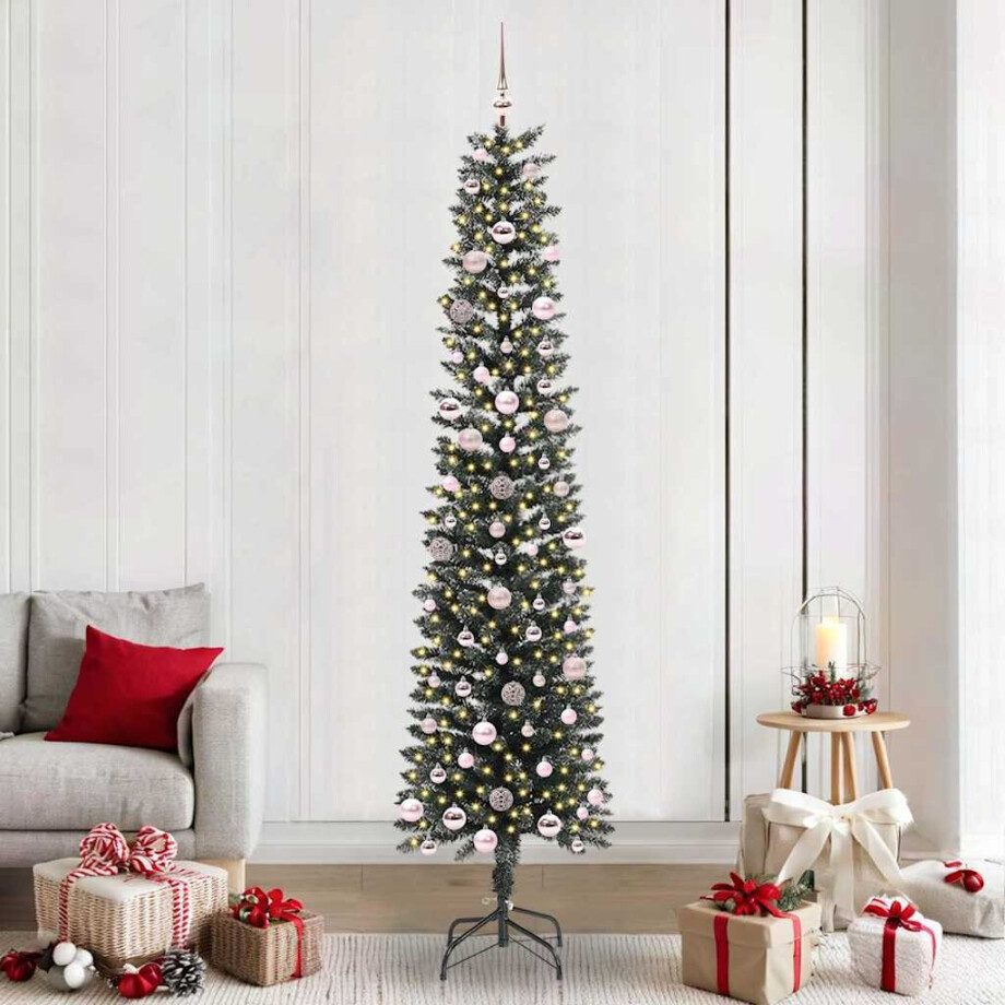 vidaXL Kunstkerstboom met 300 LED Groen 240 cm PVC en Plastic en Staal afbeelding 1