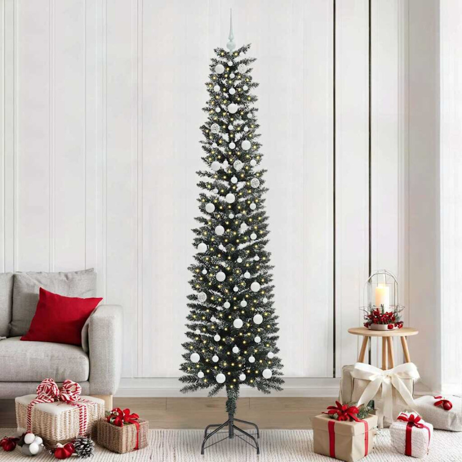 vidaXL Kunstkerstboom Groen 58 x 58 x 240 cm PVC en Plastic en Staal afbeelding 1