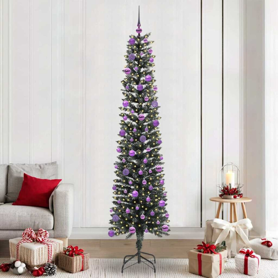 vidaXL Kunstkerstboom Groen 58 x 58 x 240 cm PVC en Plastic en Staal afbeelding 1