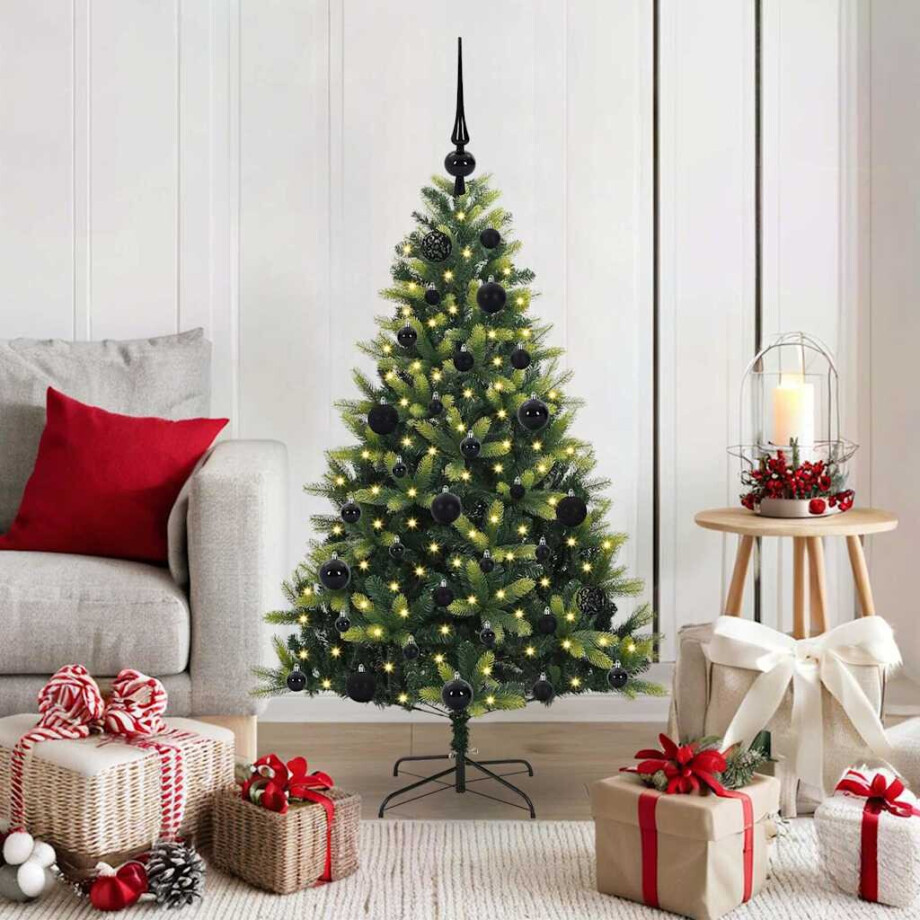 vidaXL Kunstkerstboom met scharnier 150 LEDs Groen 120 cm PVC en PE afbeelding 1