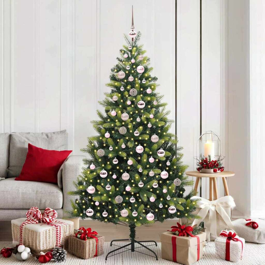 vidaXL Kunstkerstboom met scharnier 300 LEDs Groen 180 cm PVC en PE afbeelding 1