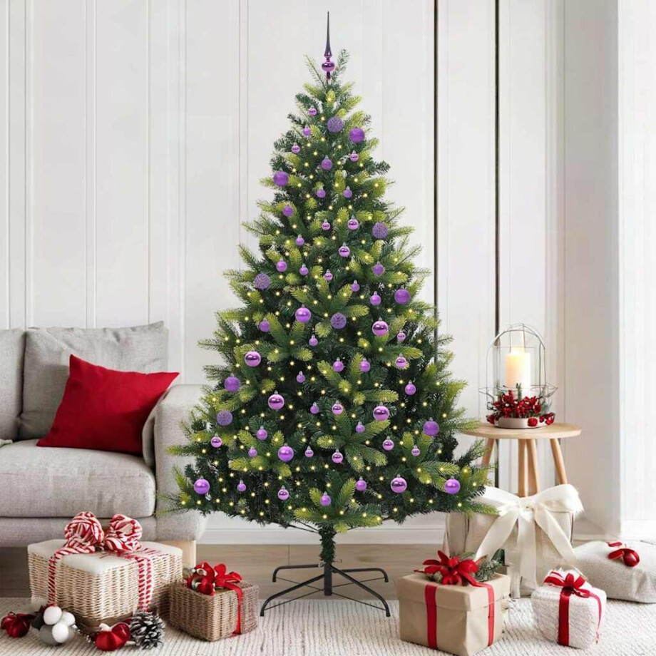 vidaXL Kunstkerstboom met scharnieren 300 LEDs Groen 180 cm PVC en PE afbeelding 1
