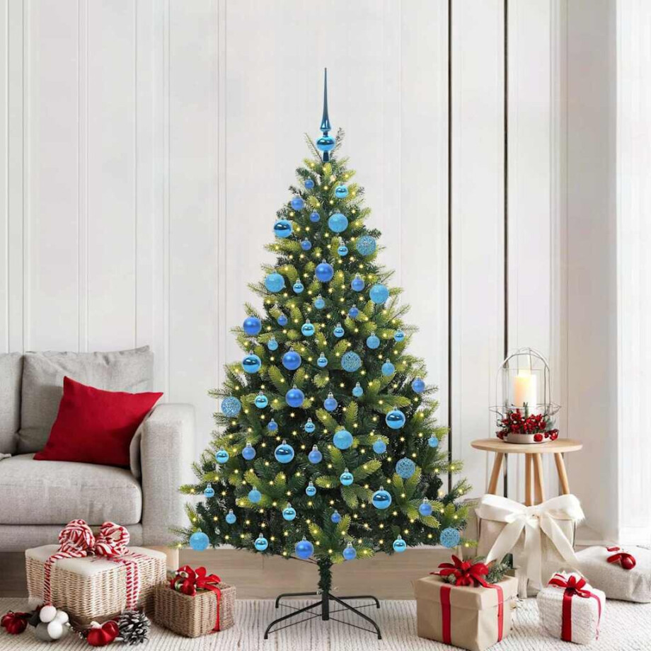 vidaXL Kunst kerstboom met scharnieren 300 LEDs Groen 180 cm PVC en PE afbeelding 1