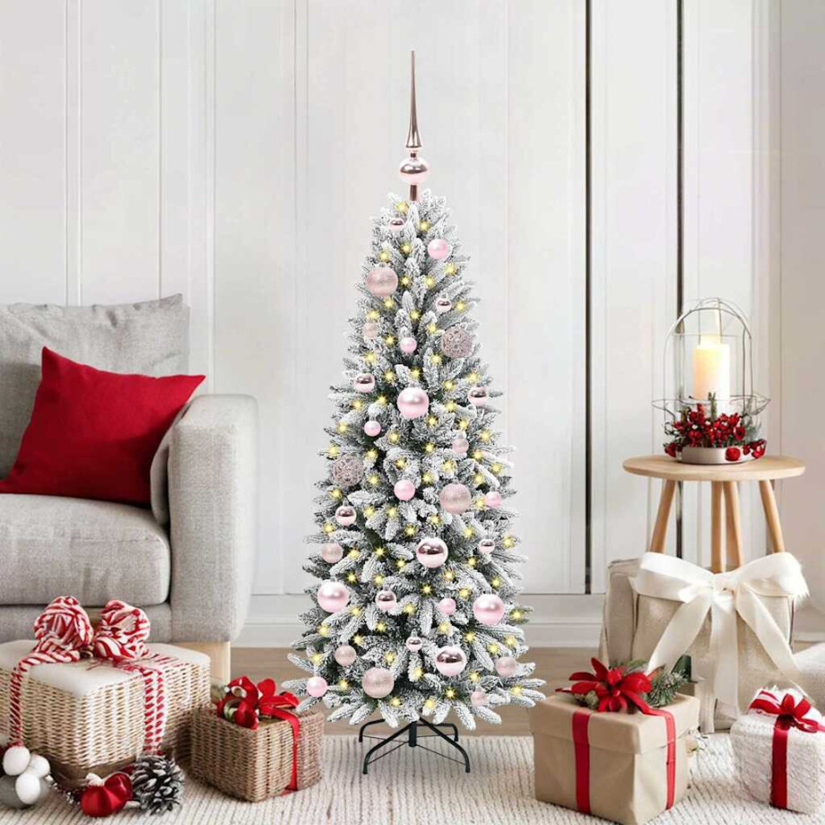vidaXL Kunstkerstboom Wit 120 cm PVC en Plastic en Staal en PE afbeelding 1