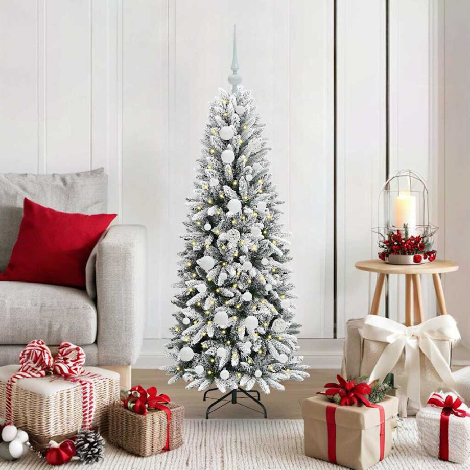 vidaXL Kunstkerstboom Wit 120 cm PVC en Plastic en Staal en PE afbeelding 1