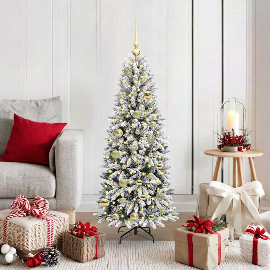 vidaXL Kunstkerstboom Wit 120 cm PVC en Plastic en Staal en PE afbeelding 1