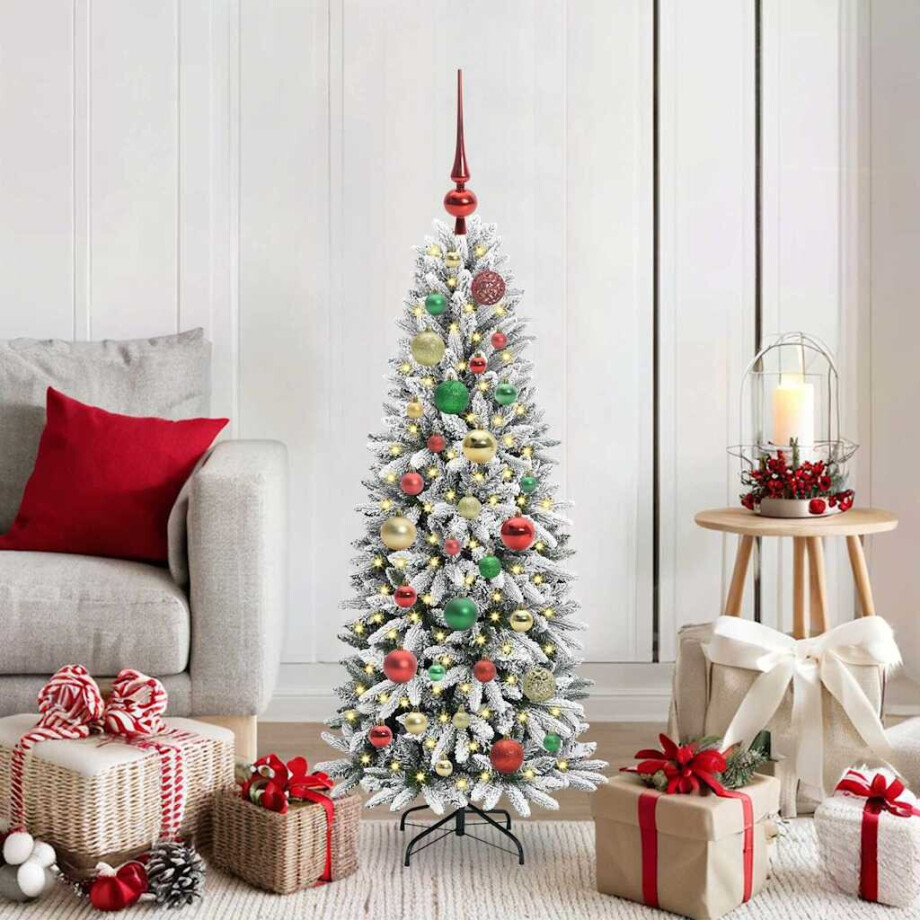 vidaXL Kunstkerstboom Wit 120 cm PVC en Plastic en Staal en PE afbeelding 1
