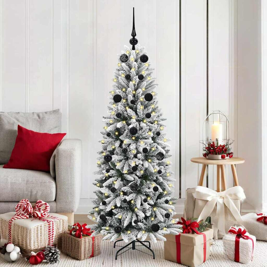 vidaXL Kunstkerstboom Wit 150 cm PVC en Plastic en Staal en PE afbeelding 1