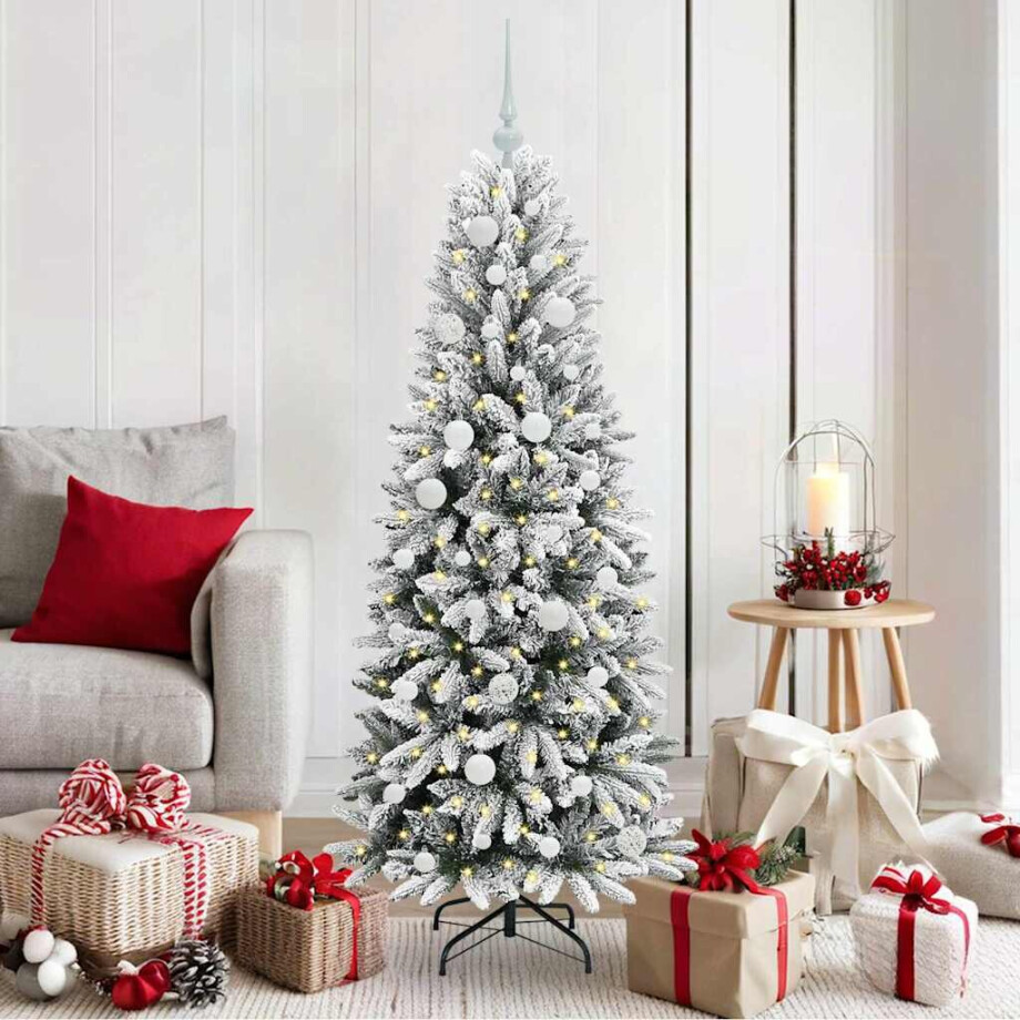 vidaXL Kunstkerstboom Wit 150 cm PVC en Plastic en Staal en PE afbeelding 1