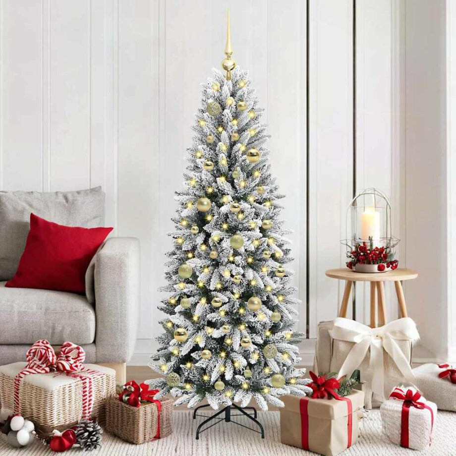 vidaXL Kunstkerstboom Wit 150 cm PVC en Plastic en Staal en PE afbeelding 1