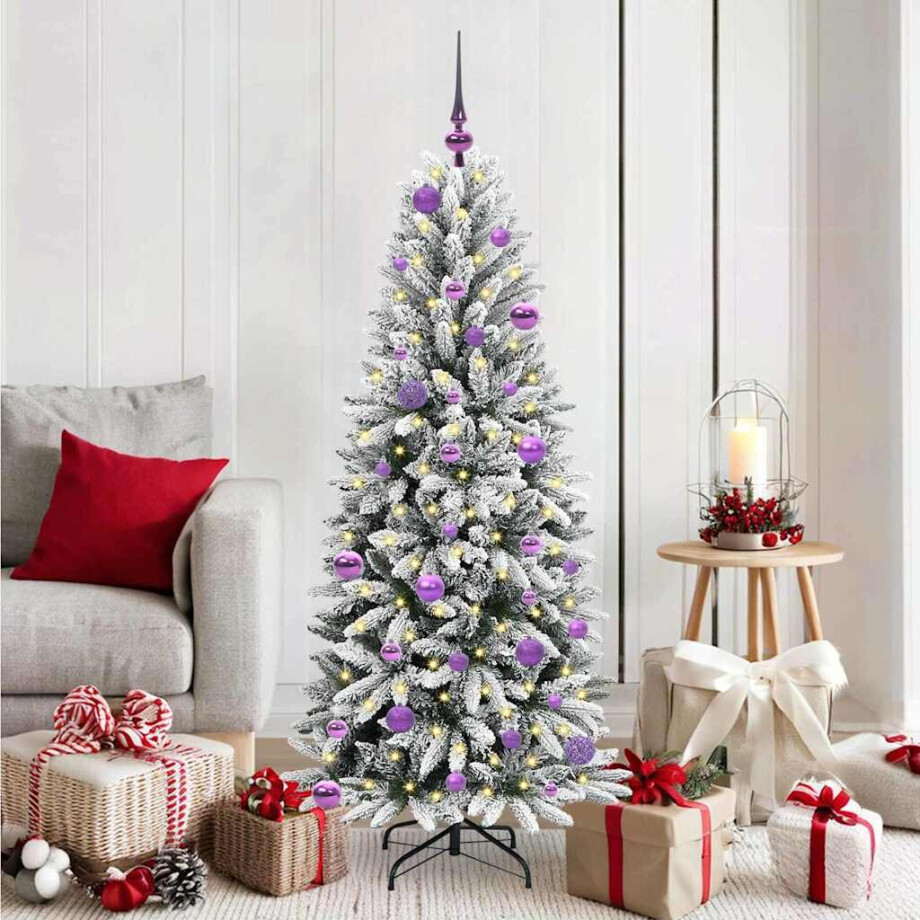 vidaXL Kunstkerstboom Wit 150 cm PVC en Plastic en Staal en PE afbeelding 1