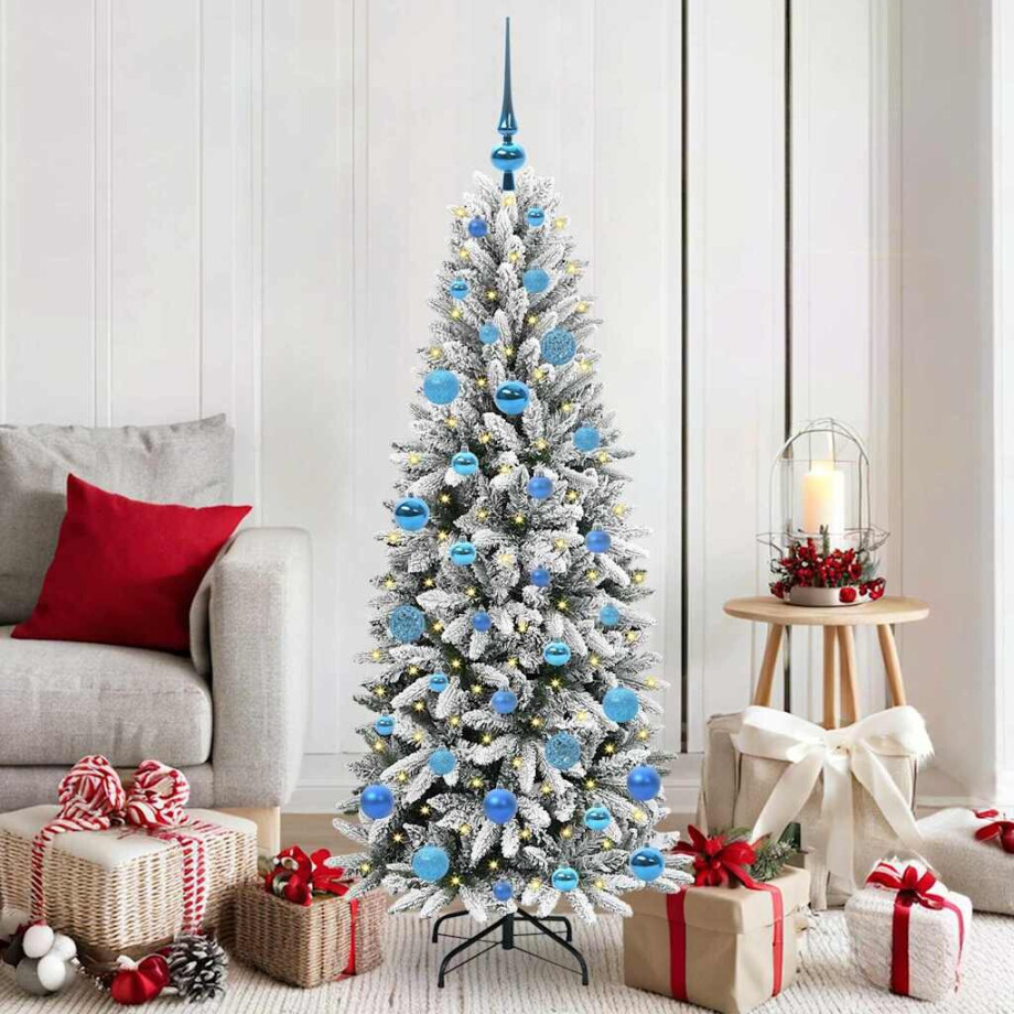 vidaXL Kunstkerstboom Wit 150 cm PVC en Plastic en Staal en PE afbeelding 1