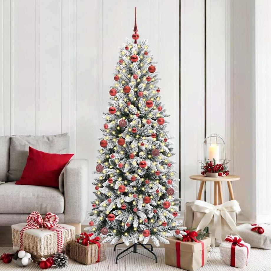 vidaXL Kunstkerstboom Wit 180 cm PVC en Plastic en Staal en PE afbeelding 1
