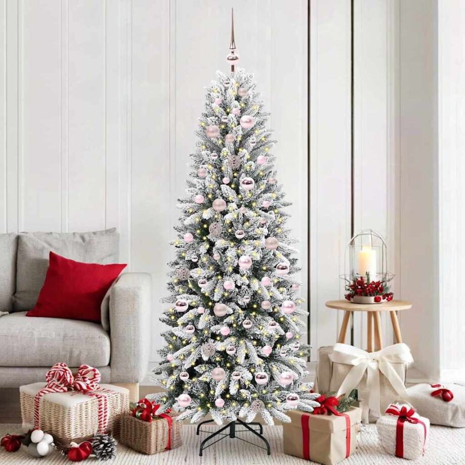 vidaXL Kunstkerstboom Wit 180 cm PVC en Plastic en Staal en PE afbeelding 1