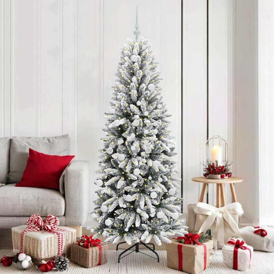 vidaXL Kunstkerstboom Wit 180 cm PVC en Plastic en Staal en PE afbeelding 1
