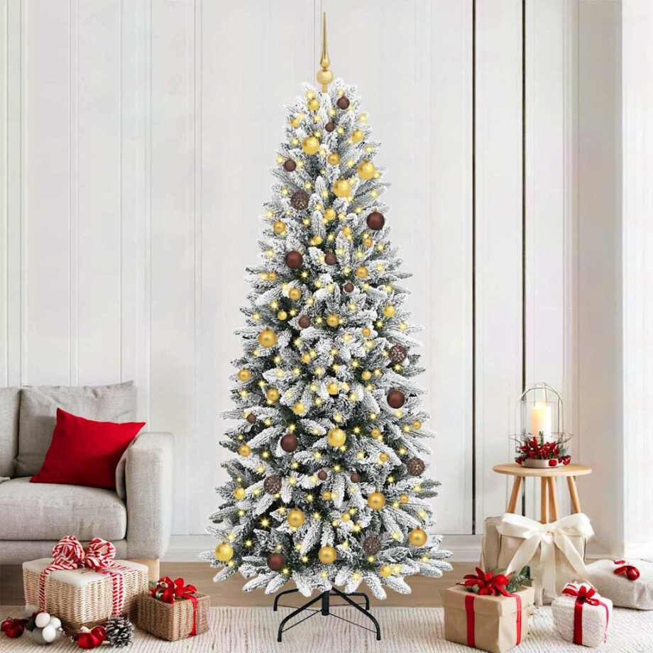 vidaXL Kunstkerstboom Wit 210 cm PVC en Plastic en Staal en PE afbeelding 1