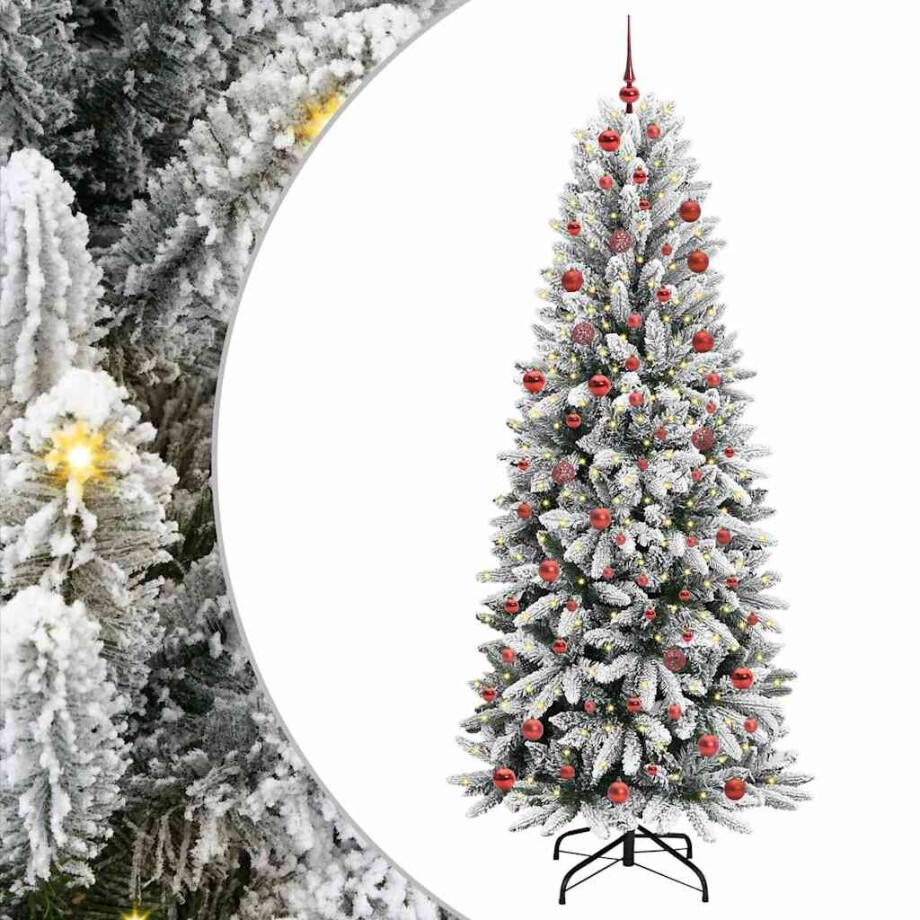 vidaXL Kunstkerstboom Wit 210 cm PVC en Plastic en Staal en PE afbeelding 1