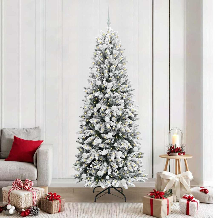 vidaXL Kunstkerstboom Wit 210 cm PVC en Plastic en Staal en PE afbeelding 1