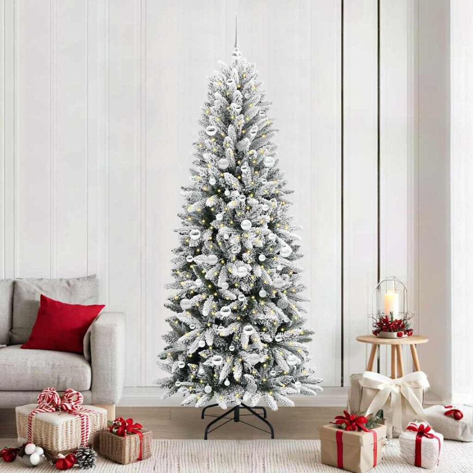 vidaXL Kunstkerstboom Wit 210 cm PVC en Plastic en Staal en PE afbeelding 1